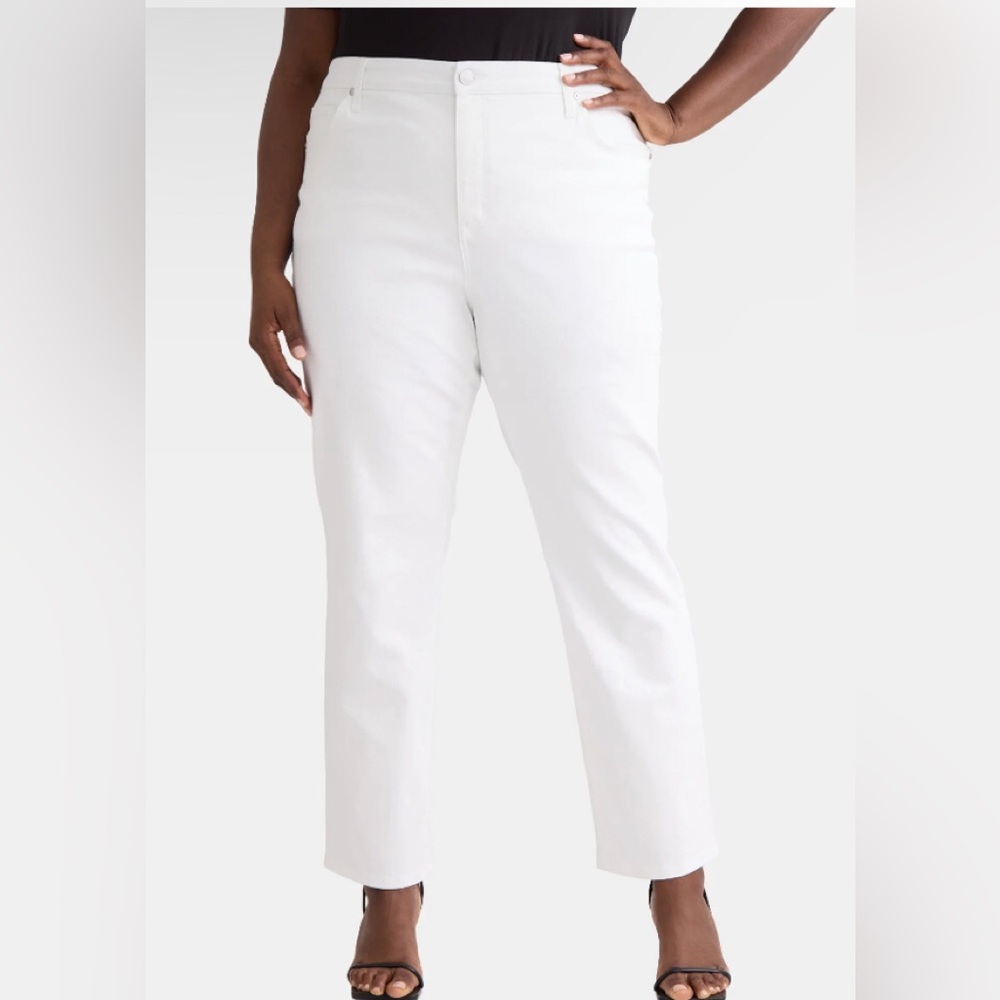 TERRA & SKY Womens Straight Leg Jean Size 22W Petite White Medium Weight New